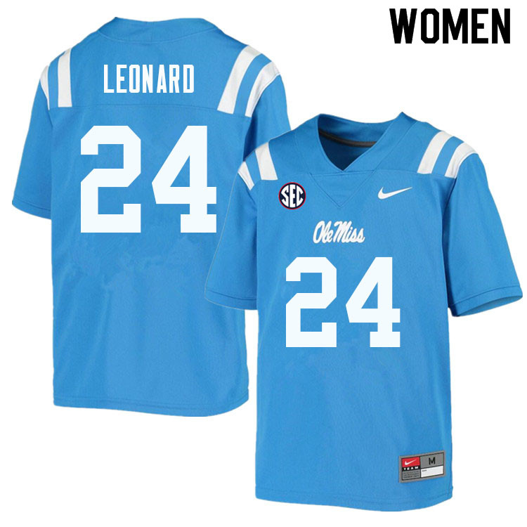 Deane Leonard Ole Miss Rebels NCAA Women's Powder Blue #24 Stitched Limited College Football Jersey PQU1758JE